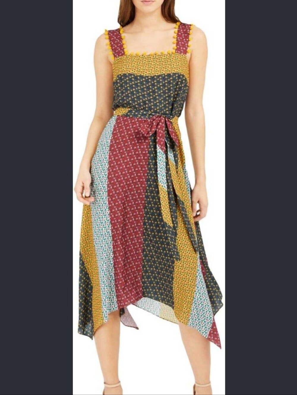 French Connection Midi Dress With Matching Belt/Scarf/Tie